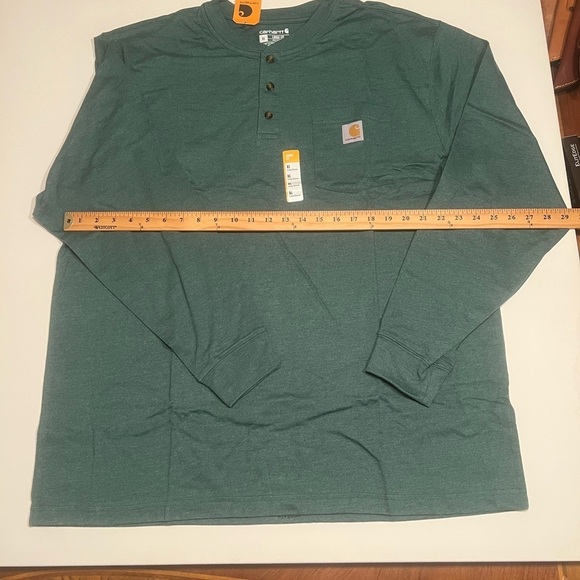 NWT Carhartt Long Sleeve Mens Xl Green Loose Fit 1/4 Button Up Henley (C4) - Picture 2 of 5